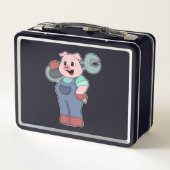 Schwein als Mechanik mit Schlüssel Metall Brotdose (Rückseite)