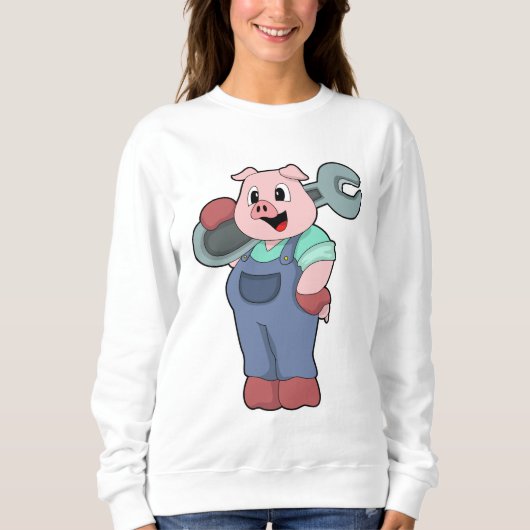 Schwein als Mechanik mit Schlüssel Sweatshirt (Vorderseite)