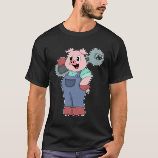 Schwein als Mechanik mit Schlüssel T-Shirt (Vorderseite)