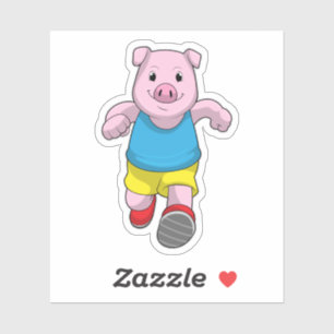 Schwein als Runner beim Laufen Aufkleber