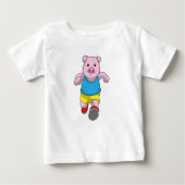 Schwein als Runner beim Laufen Baby T-shirt (Vorderseite)