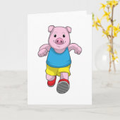 Schwein als Runner beim Laufen Karte (Gelbe Blume)