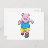 Schwein als Runner beim Laufen Postkarte (Vorne/Hinten)