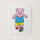 Schwein als Runner beim Laufen Puzzle (Vertikal)