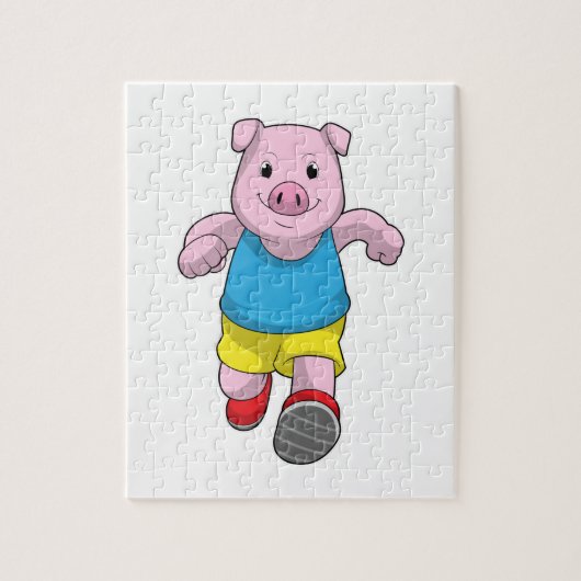 Schwein als Runner beim Laufen Puzzle (Vertikal)