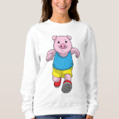 Schwein als Runner beim Laufen Sweatshirt (Vorderseite)