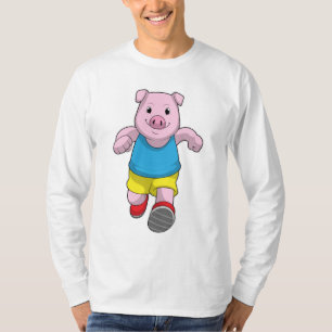 Schwein als Runner beim Laufen T-Shirt