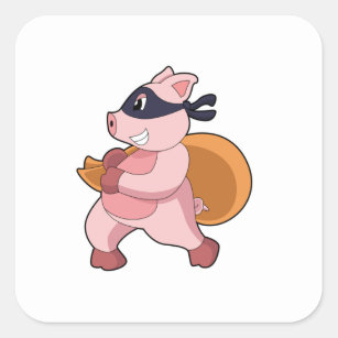 Schwein als Runner Quadratischer Aufkleber