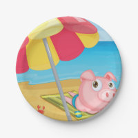 Schwein am Strand-Papier-Teller