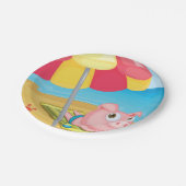 Schwein am Strand-Papier-Teller Pappteller (Schrägansicht)
