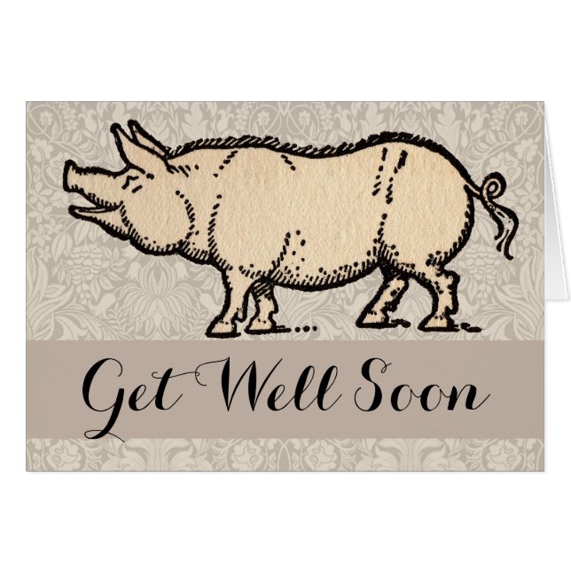 Schwein Antikes Schweine Niedliche Vintage Illustr (Vorderseite (Horizontal))