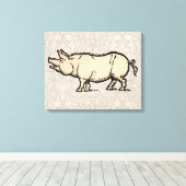 Schwein Antikes Schweine Niedliche Vintage Illustr Leinwanddruck (Insitu (Holzboden))