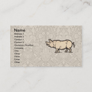 Schwein Antikes Schweine Niedliche Vintage Illustr Visitenkarte