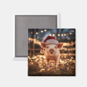 Schwein auf dem Weihnachtsmannmütze-Platz Magnet (Vorderseite/Rückseite)