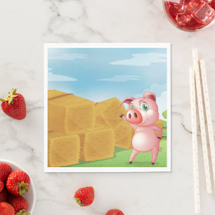 Schwein auf einem Bauernhof Serviette