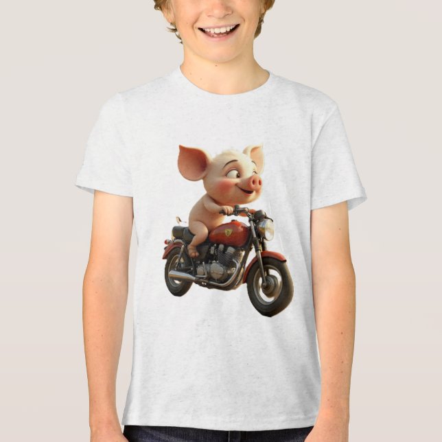 Schwein auf einem Schwein Tri-Blend Shirt (Vorderseite)
