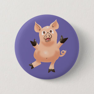 Schwein auf Lila Button