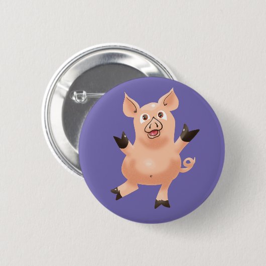 Schwein auf Lila Button (Vorne & Hinten)