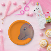 Schwein auf orange Pappteller (Party)