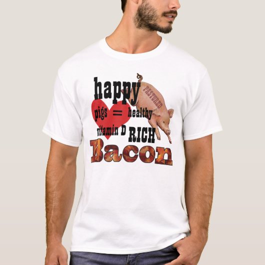 Schwein Bacon Niedliches Schwein und Herz T-Shirt (Vorderseite)