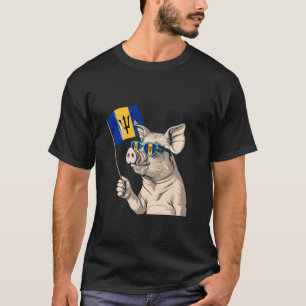 Schwein Bajan Flagge Dreizack Bajan Wurzeln Barbad T-Shirt