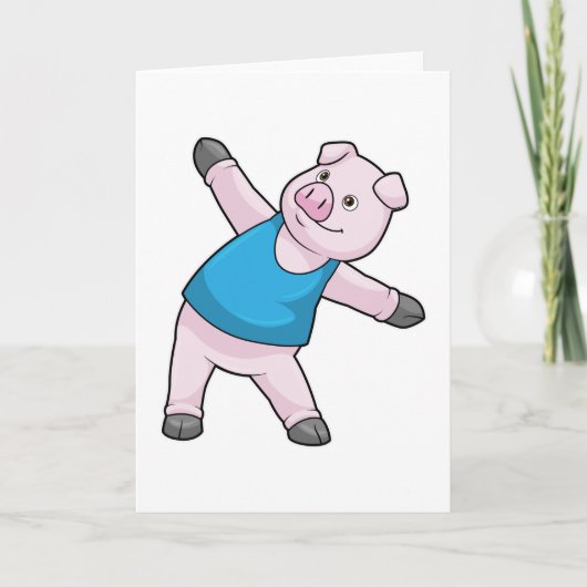 Schwein bei Yoga-Stretching Karte (Vorderseite)