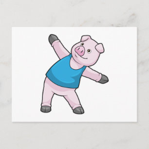 Schwein bei Yoga-Stretching Postkarte