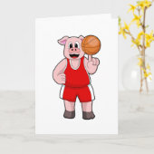 Schwein beim Basketball-Sport Karte (Gelbe Blume)