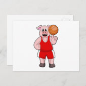 Schwein beim Basketball-Sport Postkarte (Vorne/Hinten)