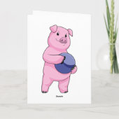 Schwein beim Bowling mit Bowlingkugel Karte (Rückseite)