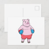 Schwein beim Boxen mit Boxhandschuhen Postkarte (Vorne/Hinten)