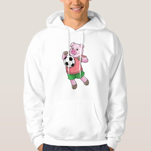 Schwein beim Fußball-Sport Hoodie (Vorderseite)