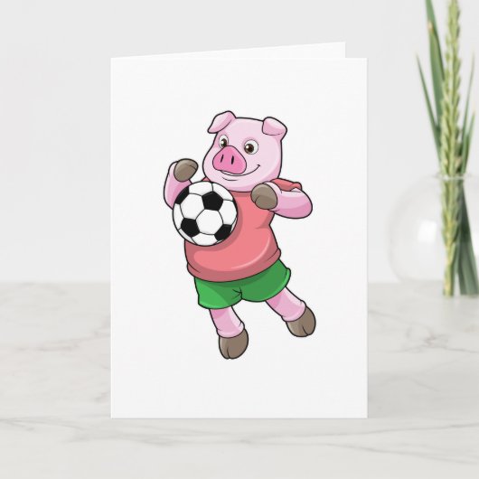 Schwein beim Fußball-Sport Karte (Vorderseite)