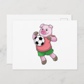 Schwein beim Fußball-Sport Postkarte (Vorne/Hinten)