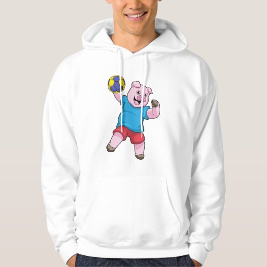 Schwein beim Handball-Sport Hoodie (Vorderseite)