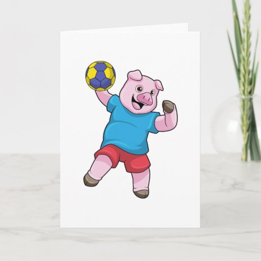 Schwein beim Handball-Sport Karte (Vorderseite)