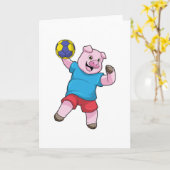 Schwein beim Handball-Sport Karte (Gelbe Blume)