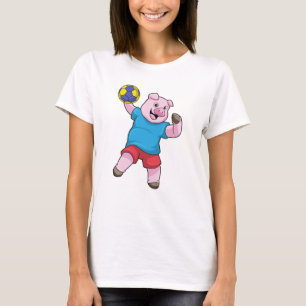 Schwein beim Handball-Sport T-Shirt