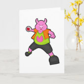 Schwein beim Handballspieler mit Handball Karte (Gelbe Blume)