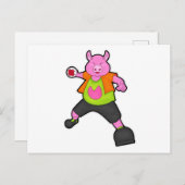 Schwein beim Handballspieler mit Handball Postkarte (Vorne/Hinten)