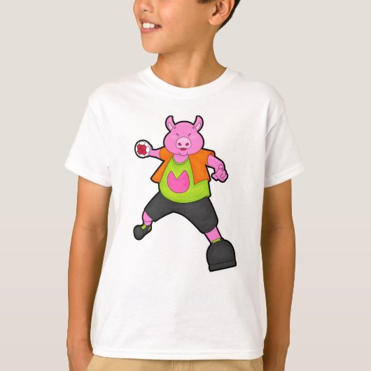 Schwein beim Handballspieler mit Handball T-Shirt (Vorderseite)