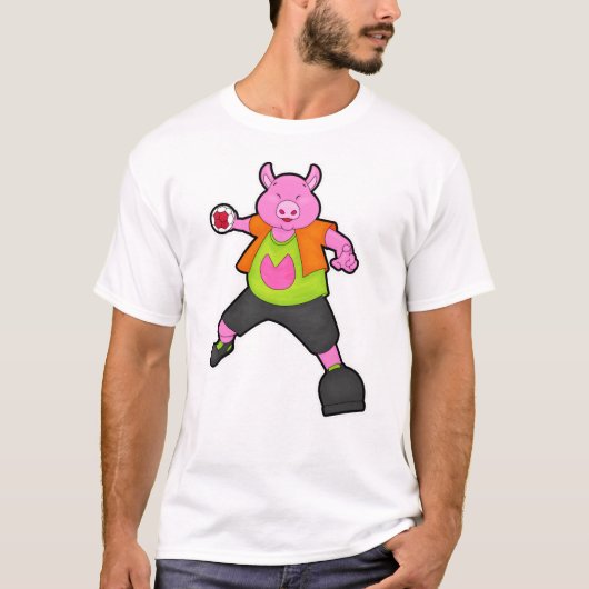 Schwein beim Handballspieler mit Handball T-Shirt (Vorderseite)