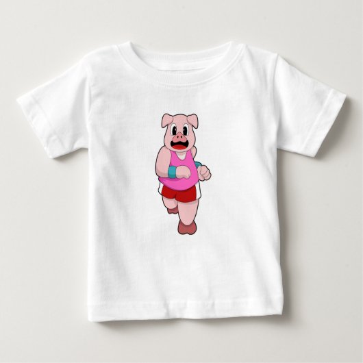 Schwein beim Laufen Baby T-shirt (Vorderseite)