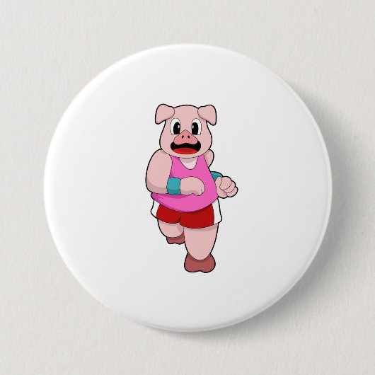 Schwein beim Laufen Button (Vorderseite)