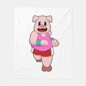 Schwein beim Laufen Fleecedecke (Vorderseite)