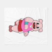 Schwein beim Laufen Fleecedecke (Vorderseite (Horizontal))