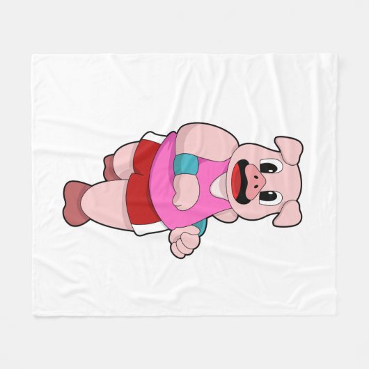 Schwein beim Laufen Fleecedecke (Vorderseite (Horizontal))