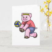 Schwein beim Sport mit Volleyball Karte (Gelbe Blume)