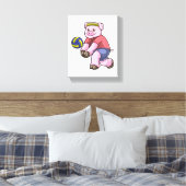 Schwein beim Sport mit Volleyball Leinwanddruck (Insitu (Schlafzimmer))