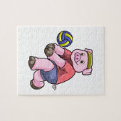 Schwein beim Sport mit Volleyball Puzzle (Horizontal)